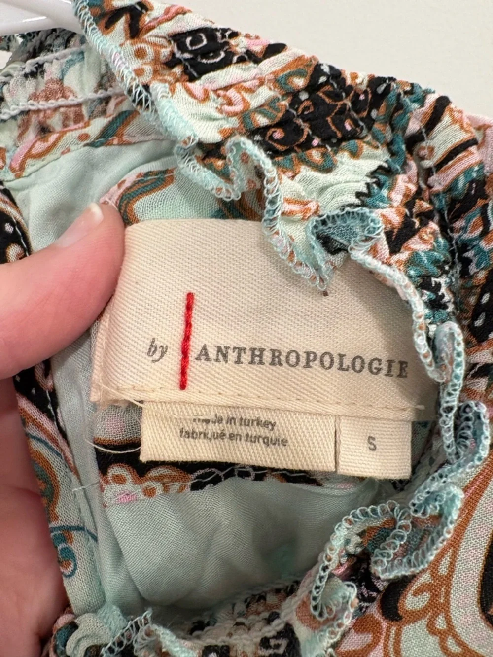 Anthropologie Cady Tiered Tunic Paisley Mock Neck Dress Size Small - Picture 3 of 16